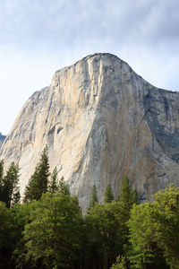 Low angle view of rock formations against sky