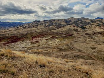 Scenic view of arid landscape against sky