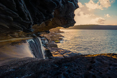 Rock formations on seashore