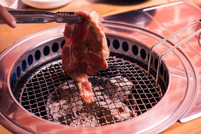 High angle view of person preparing food