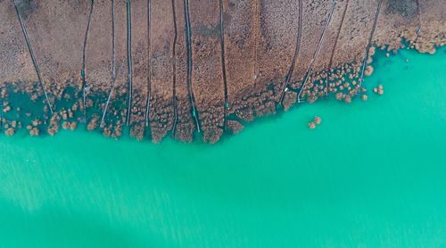 High angle view of boats in sea