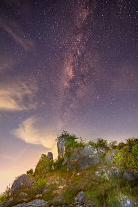 Scenic view of star field against sky at night