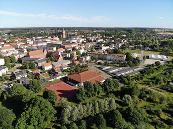 High angle view of townscape against sky