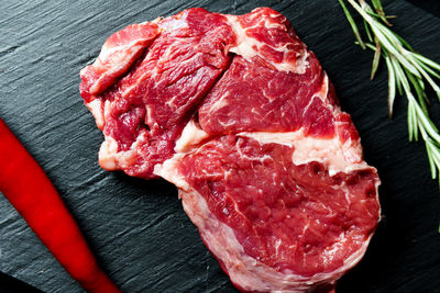High angle view of food on table