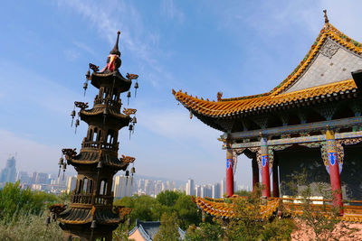 Low angle view of traditional building against sky