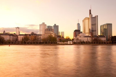 City skyline and river main, frankfurt, hesse, germany