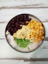 Close-up of salad in bowl on table