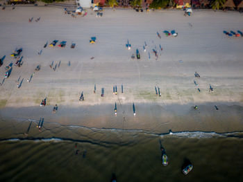 High angle view of people on beach