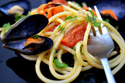 Close-up of food served in plate