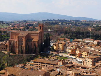 High angle view of townscape against sky