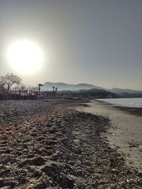 Scenic view of sea against clear sky during winter