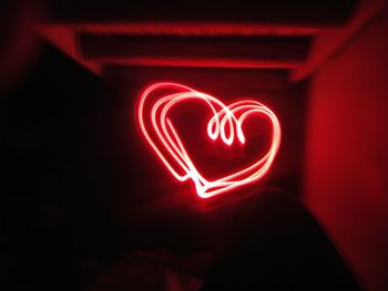 Close-up of illuminated light painting on wall