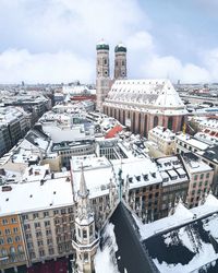 High angle view of buildings in city