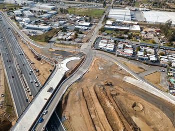 High angle view of highway in city