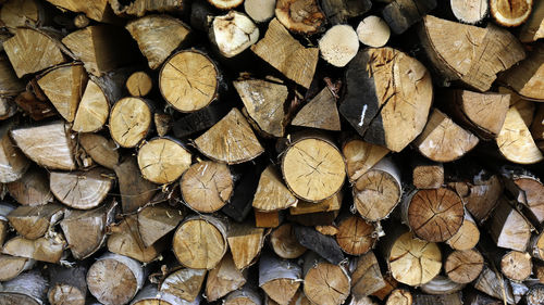 Firewood chopped and stacked, firewood background