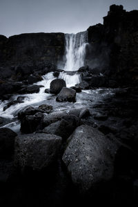 Scenic view of waterfall