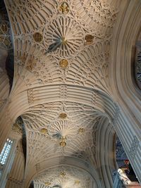 Low angle view of ornate ceiling in historic building