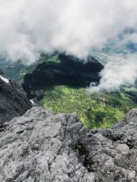 Smoke emitting from volcanic mountain