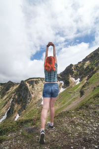 Feeling freedom on hill peak scenic photography
