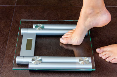 High angle view of person using mobile phone