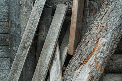 Full frame shot of old wooden log