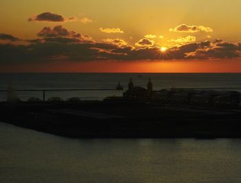 Scenic view of sea at sunset