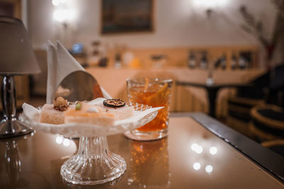 Close-up of food on table