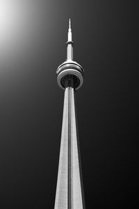 Low angle view of cn tower against clear sky