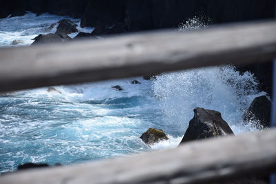 Water flowing through rocks