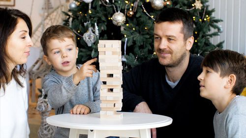 Father and son at home