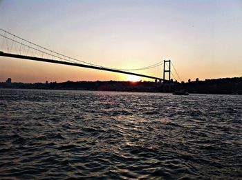 Bridge over river at sunset