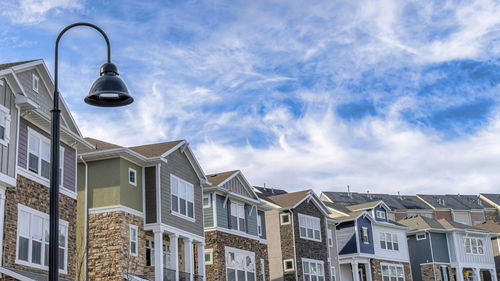 Low angle view of buildings against sky