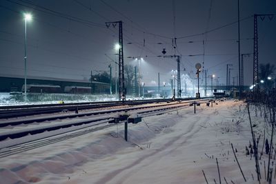 View of railroad tracks during winter