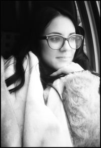 Portrait of woman in car