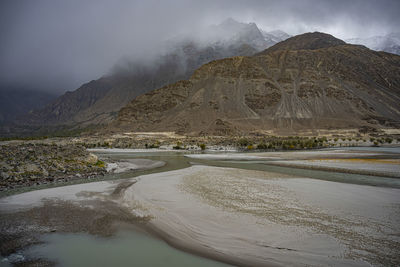 Scenic view of mountains against sky