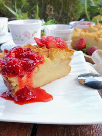 Close-up of dessert in plate on table