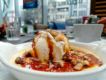 Close-up of ice cream in bowl