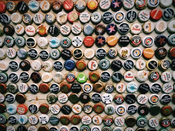 Full frame shot of bottle caps