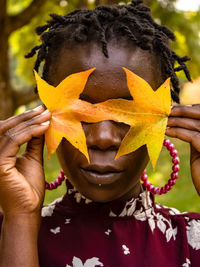 Close-up of woman wearing mask