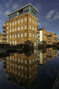 Reflection of buildings in water