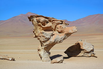 Rock formations in desert against sky