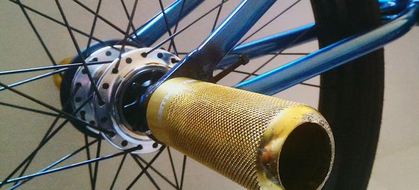 Extreme close up of bicycle