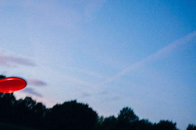 Low angle view of trees against blue sky