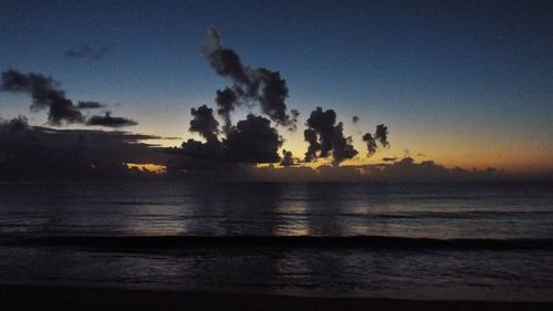 Scenic view of sea against sky at sunset