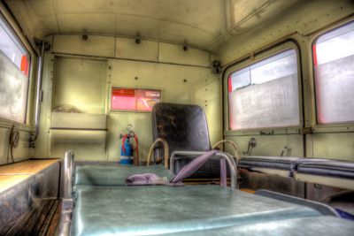 Rear view of people sitting in bus