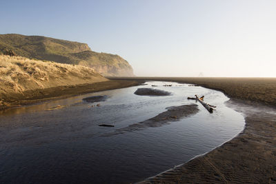 Scenic view of sea against clear sky