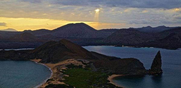 Scenic view of mountains at sunset