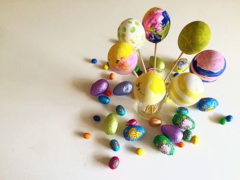 Close-up of colorful pencils on white background