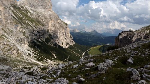 Panoramic view of landscape and mountains against sky