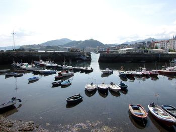 Boats moored in harbor